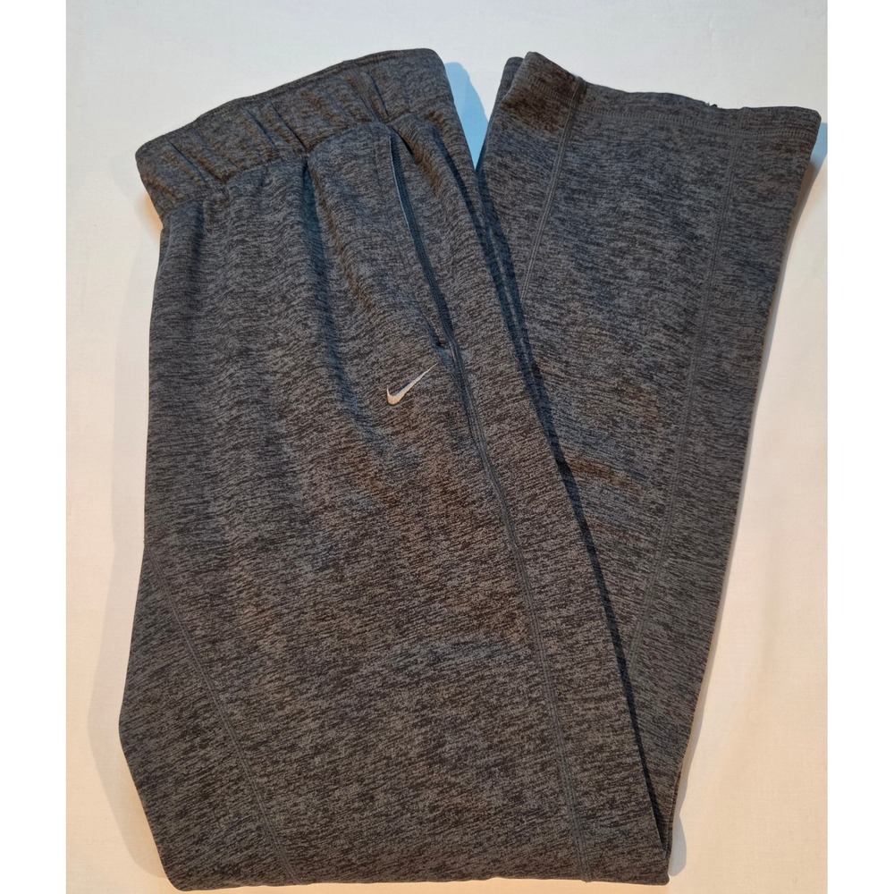 Nike Therma-FIT Women Training Pants Gray Heather Fleece Zipper Leg M